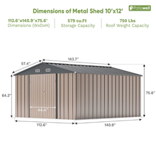 Patiowell 10x12 Metal Storage Shed - additional product view 3